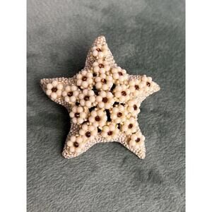 Vtg Goldtone Signed‎ HAR Starfish Crystal Enamel Brooch P001